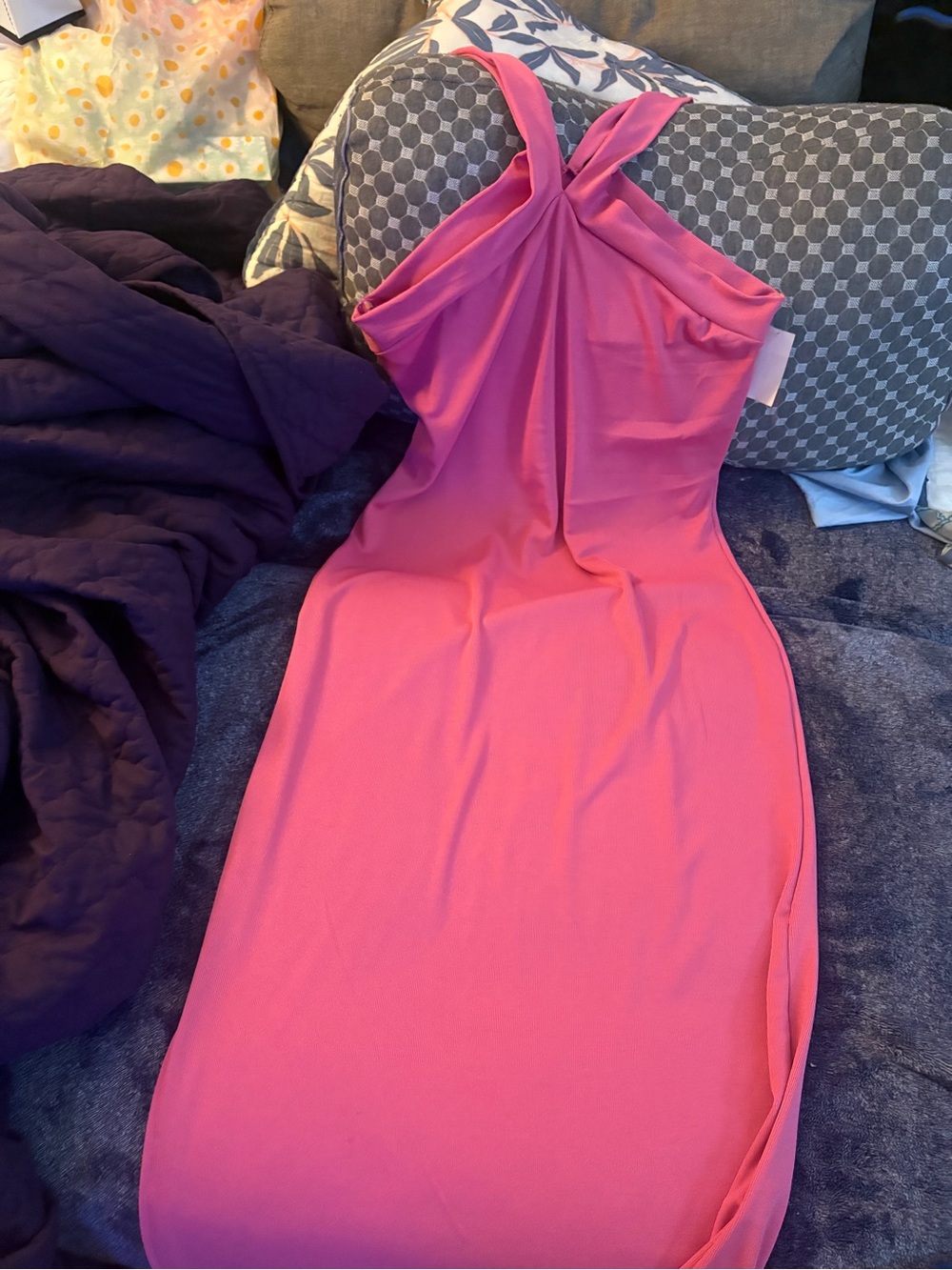 Zenobia One-Shoulder Pink Twist Sheath Dress
